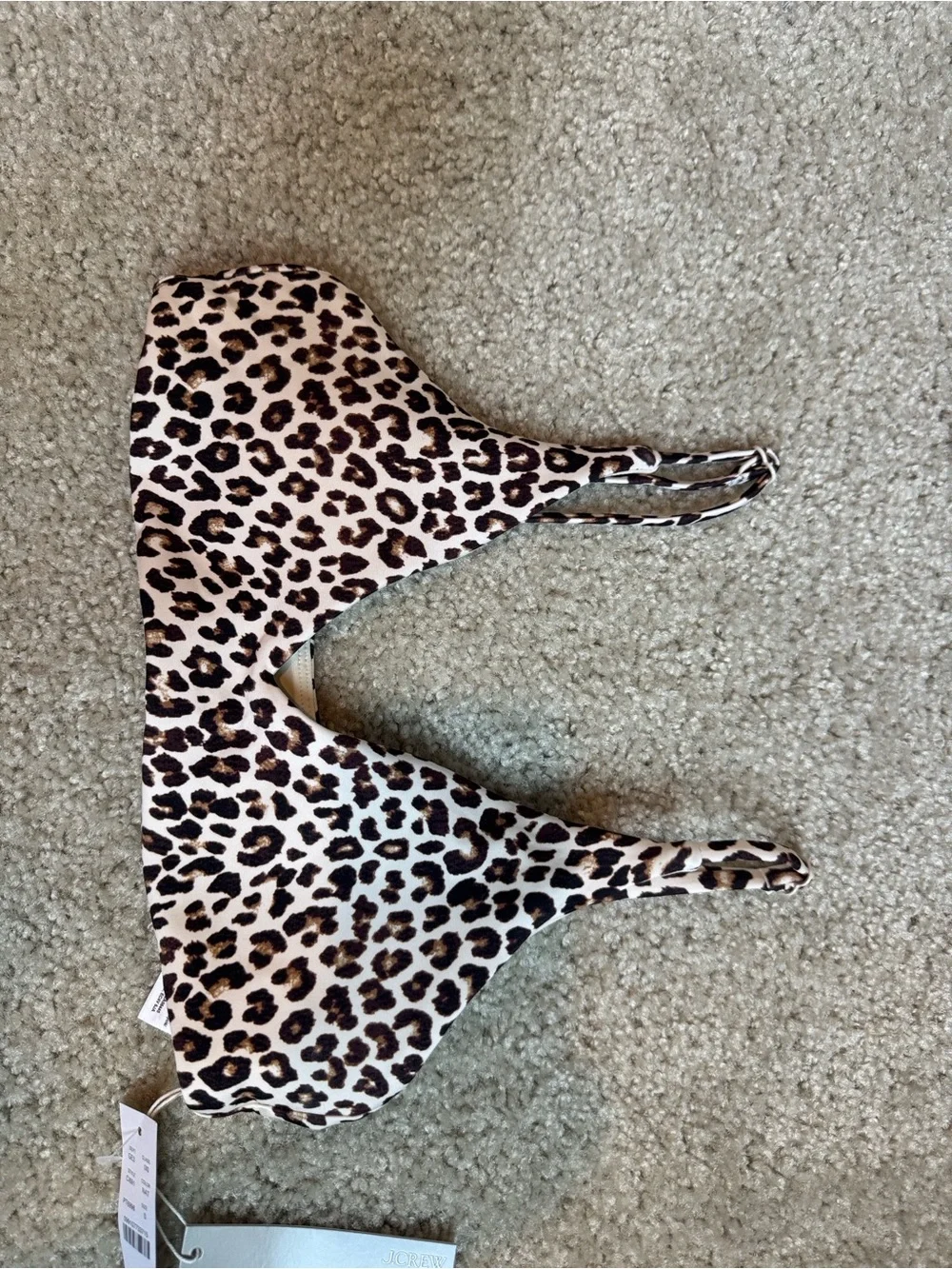 J. Crew Leopard Print Bikini Top in Brown and Cream